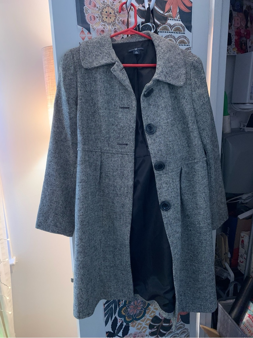 GAP Gray Herringbone Wool-Blend Peacoat